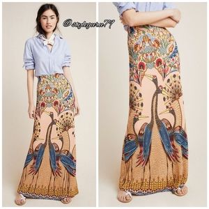 NWT, Anthropologie, Farm Rio Peacock Maxi Skirt